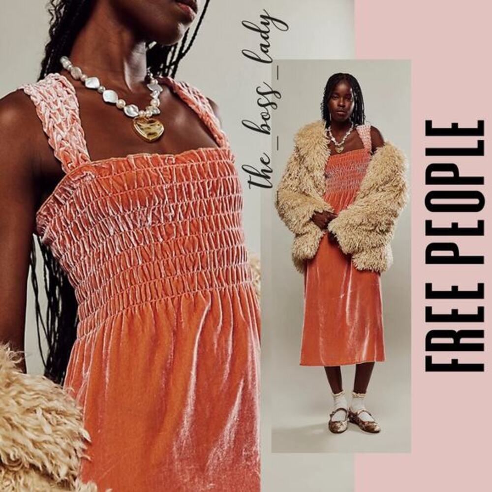Free People Coral Midi Dress